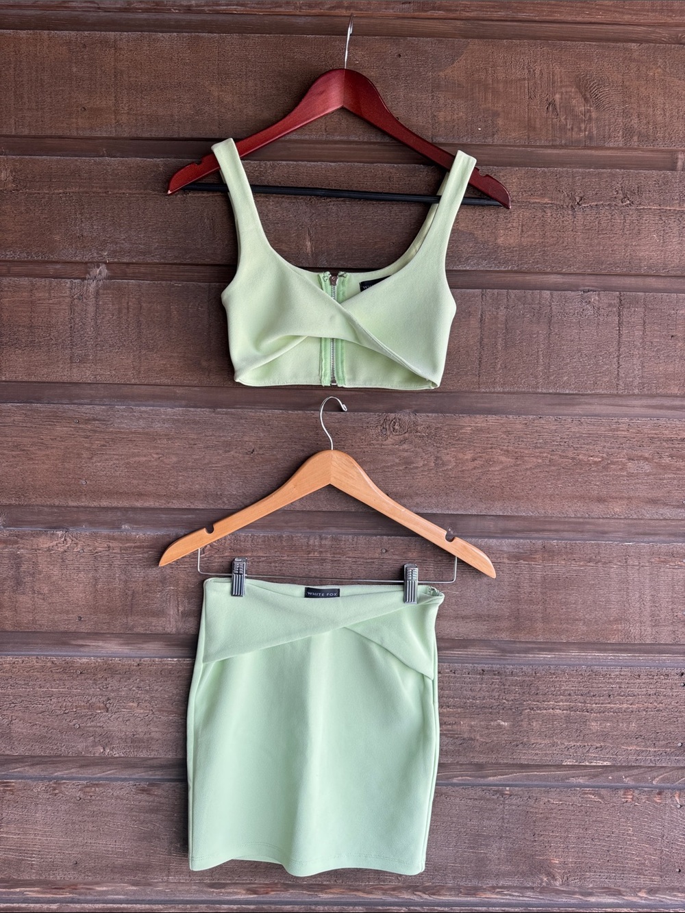 White Fox Green Top/Mini Skirt Set (XS)